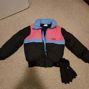 kids ski jacket and gloves
